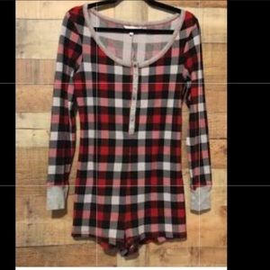 VS red plaid onesie